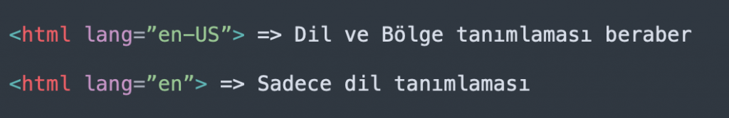 html bolge dil tanimlamalari