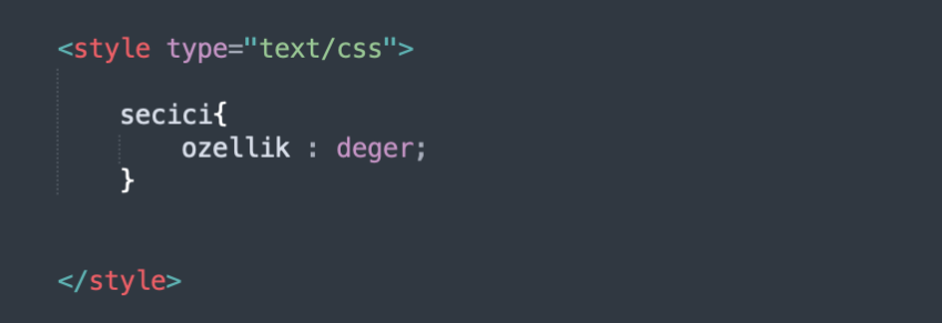 internal css tanimlama